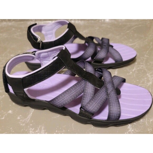 Jsport Women's Kaia Adjustable Strap Sandals Black/Purple,Size 9 - Picture 1 of 5